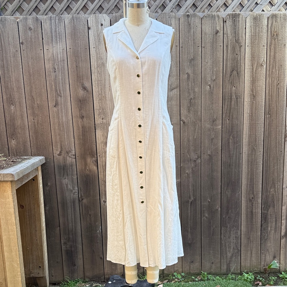 NWT Elie Tahari Classic Sleeveless White Linen Dress — Fully Lined!